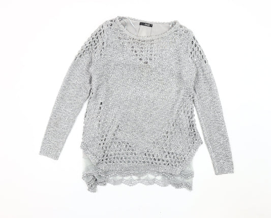 Quiz Women's Grey Sequin Knit Pullover Jumper Size M