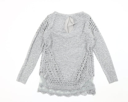 Quiz Women's Grey Sequin Knit Pullover Jumper Size M