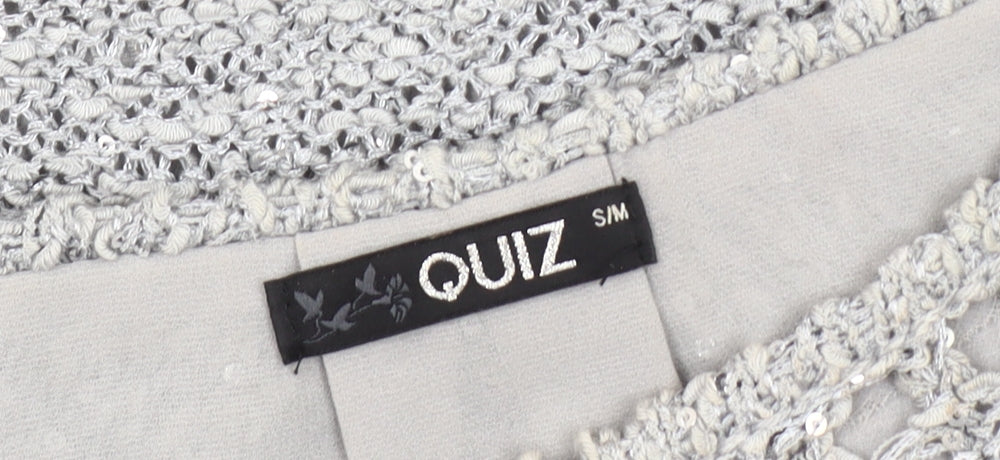 Quiz Women's Grey Sequin Knit Pullover Jumper Size M