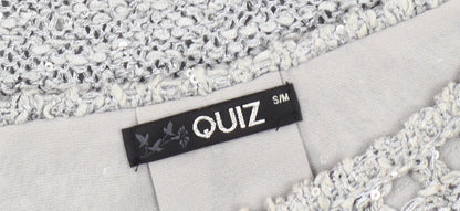 Quiz Women's Grey Sequin Knit Pullover Jumper Size M