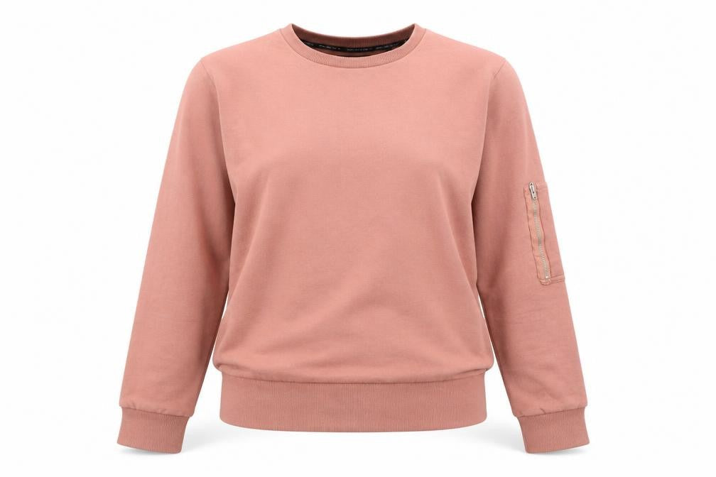 Brave Soul Women's M Pink Sweatshirt, Casual, Crew Neck, Zip Accent