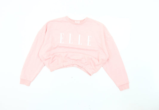 ELLE Pink Logo Teens Pullover Sweatshirt Size 12