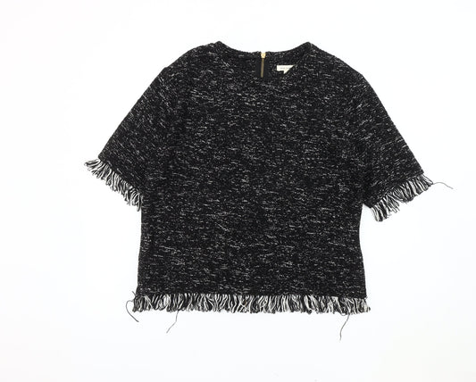 River Island Black Tunic Women's Size 14 Fringe Accent