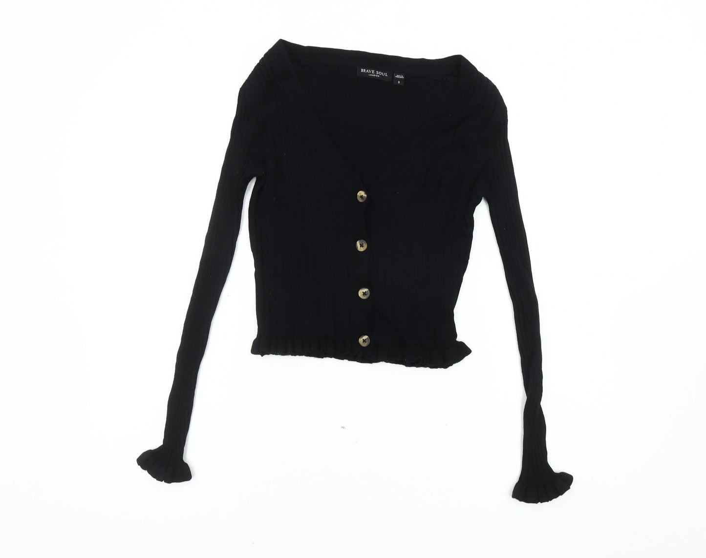Brave Soul Women's Black Cardigan, Size S - V-Neck Knit