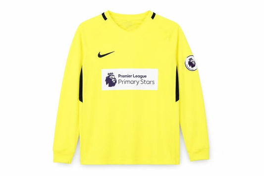 Front view of Nike boys’ yellow football jersey t-shirt 10-12 years