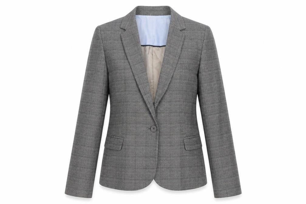 Zara Basic Grey Plaid Blazer Women's M Single-Breasted