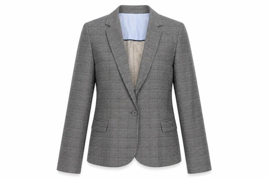 Zara Basic Grey Plaid Blazer Women's M Single-Breasted