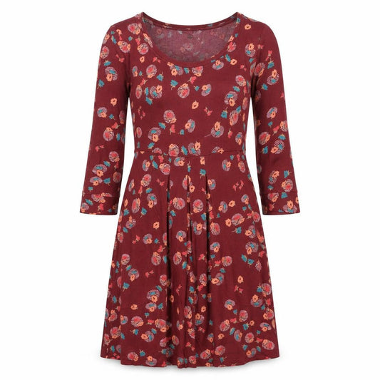FatFace Women's Red Floral A-Line Dress - Size 10