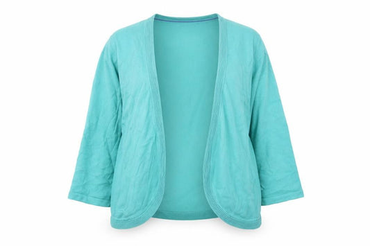 Front view of Bonmarché Women’s Green Open Front Cardigan, size L, Knit, Excellent