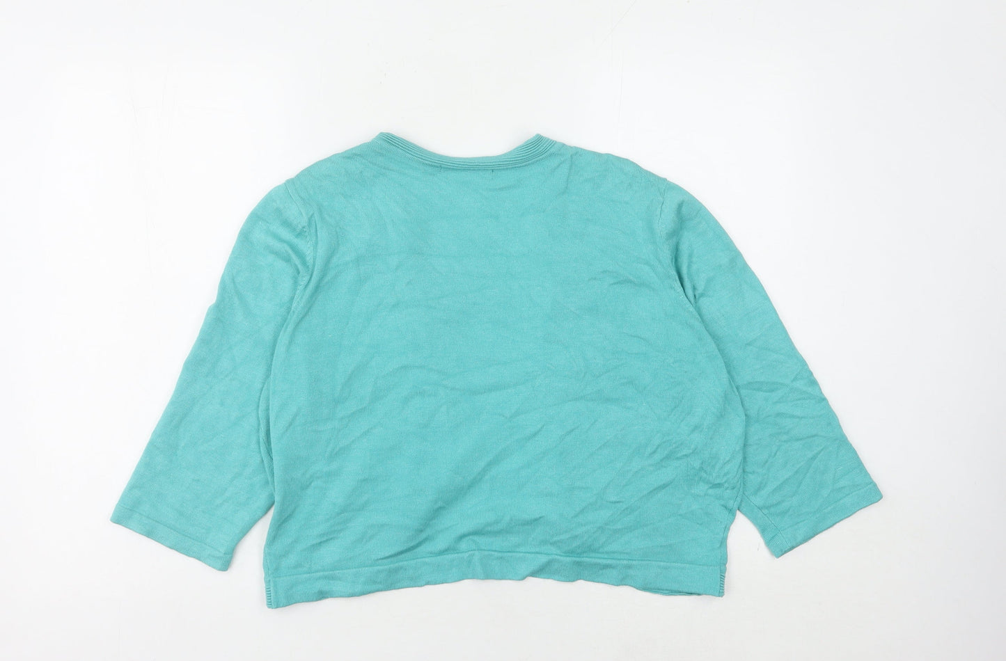 Bm Collection Women’s Green Open Front Cardigan, Size L, Knit, Excellent