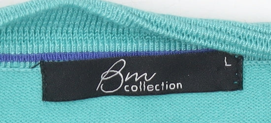 Bm Collection Women’s Green Open Front Cardigan, Size L, Knit, Excellent