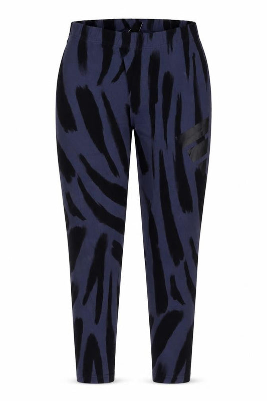 Front view of Adidas Women's Blue Animal Print Ankle Leggings, size 12-14