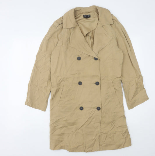 Topshop Women's Beige Trench Coat, Size 8, Lyocell