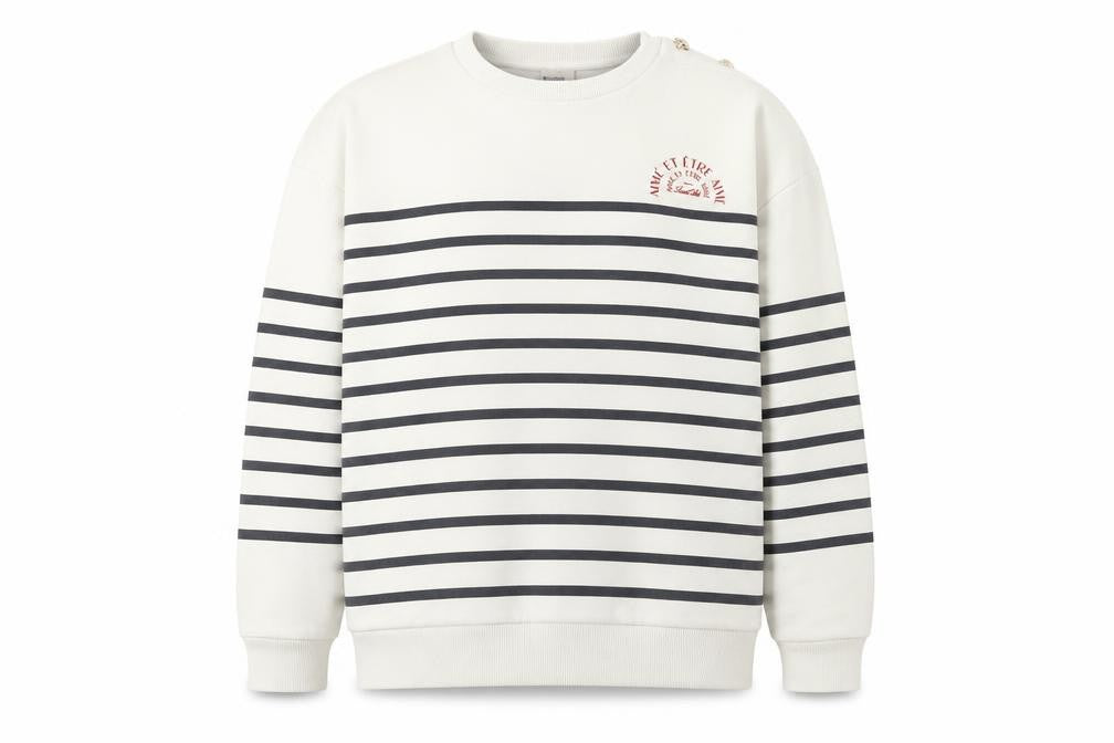 River Island Women's White Striped Sweatshirt M