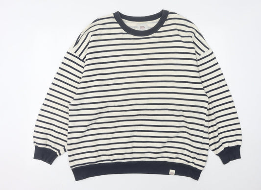 Pacific Republic Women's Black M Pullover Striped Sweatshirt