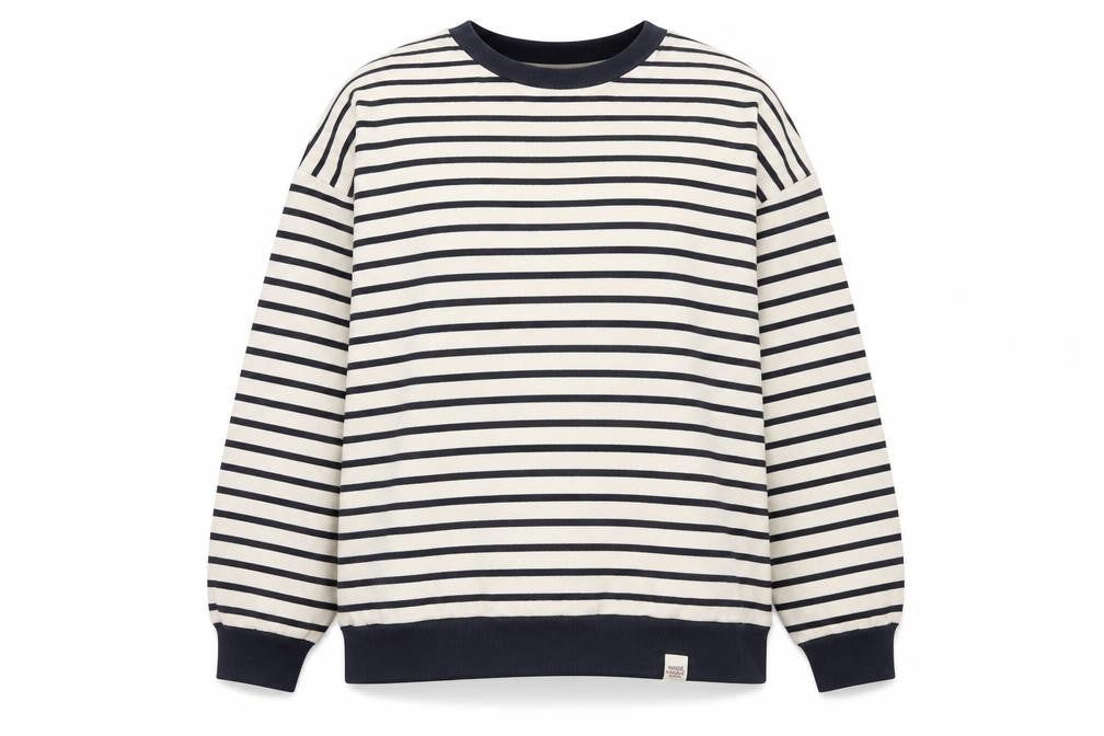 Pacific Republic Women's Black M Pullover Striped Sweatshirt