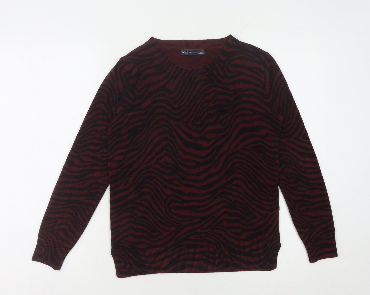 Marks and Spencer Women Burgundy Animal Print Jumper