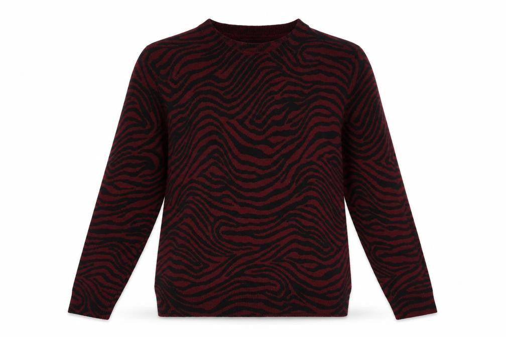 Marks & Spencer Women Burgundy Animal Print Jumper