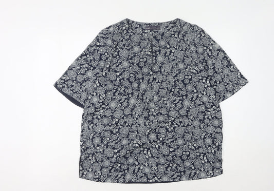 Marks and Spencer Women's Blue Floral Blouse Size 14