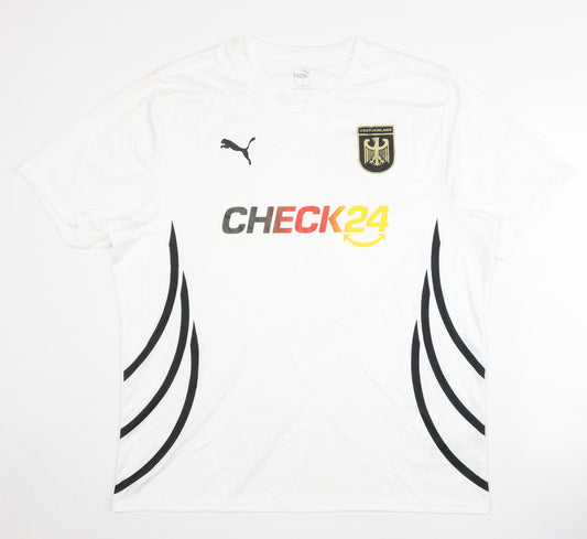 Front view of Puma XL Deutschland Football Shirt, White, Adults Home Kit