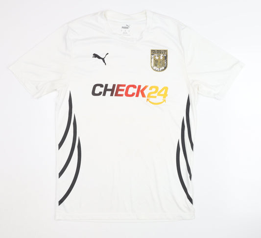 Front view of Puma Adult White Football Shirt Medium - Deutschland