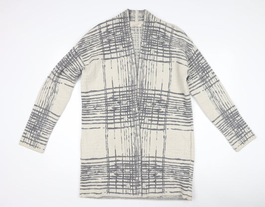 Marks and Spencer Women's Ivory Check Open Front Cardigan L