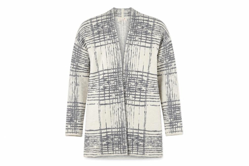 Marks & Spencer Women's Ivory Check Open Front Cardigan L