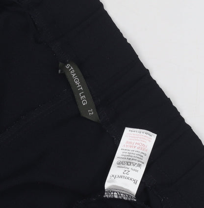 Bonmarché Women's Size 22 Black Straight Leg Trousers
