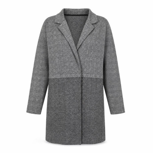 Front view of Miss Selfridge Grey Checked Coatigan UK 10 for Women