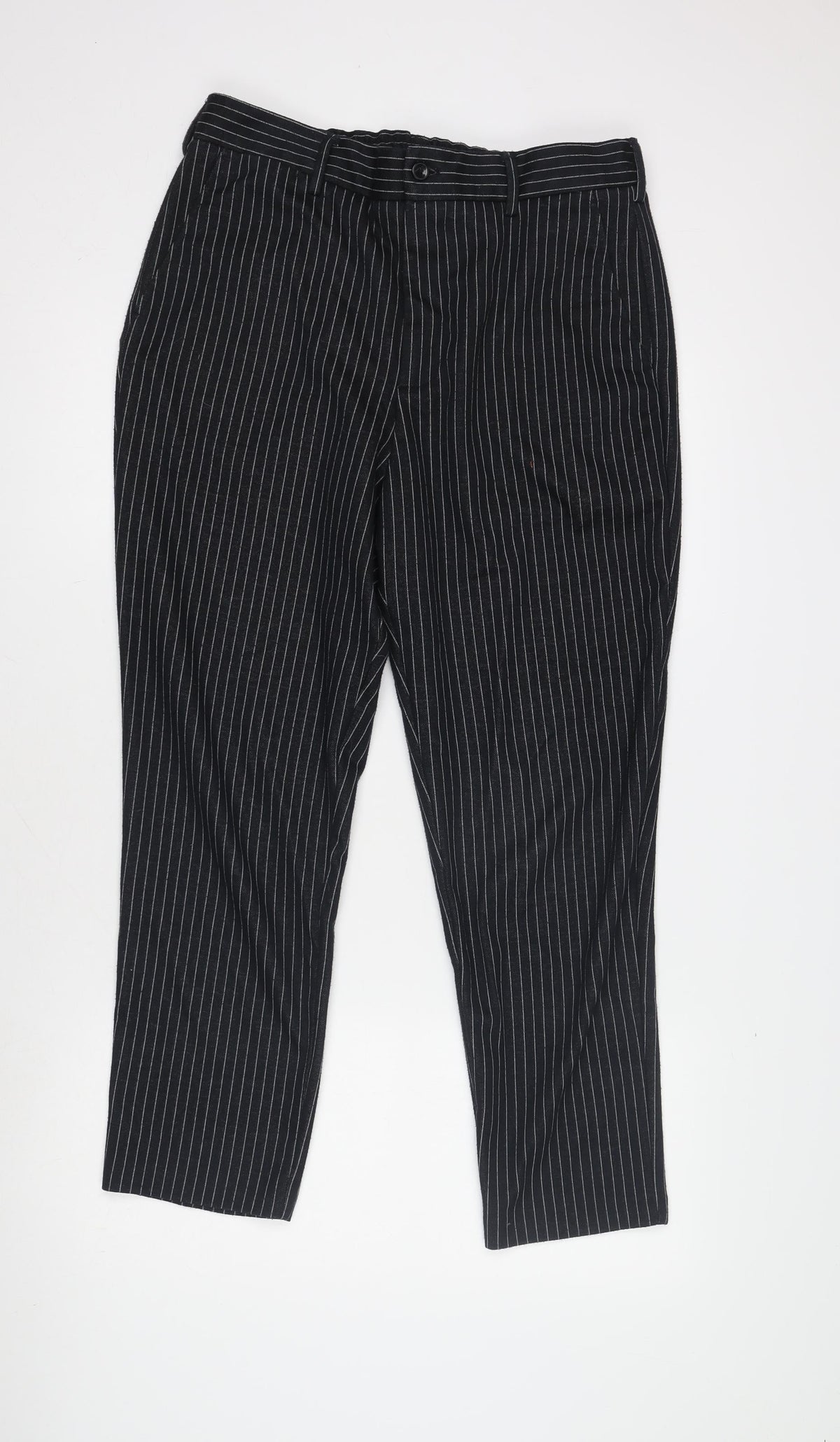 Zara Women's Black Striped Dress Pants, Size 12