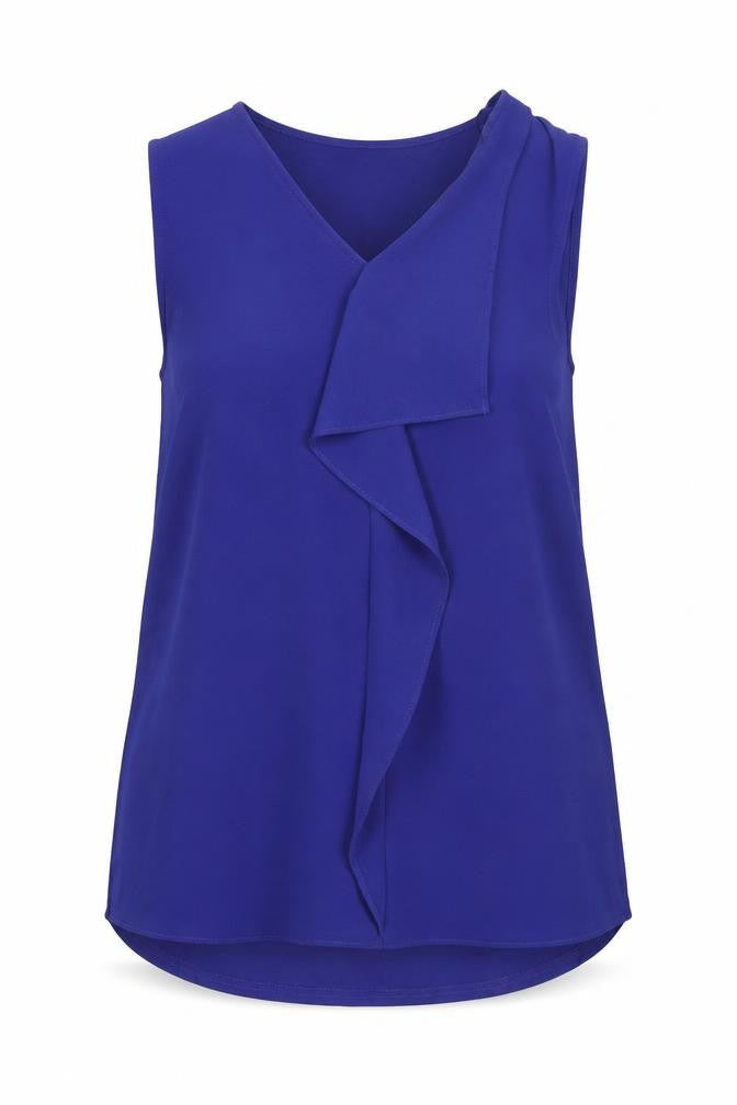 Dunnes Women's Blue Sleeveless V-Neck Blouse