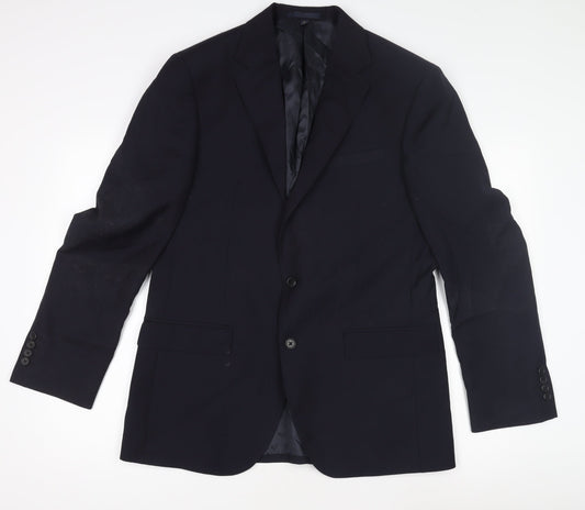 Marks and Spencer Men's Blue Wool Blazer, L, Formal