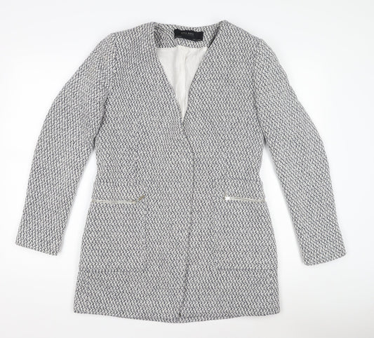 Zara Women's White Tweed Mid-Length Coatigan
