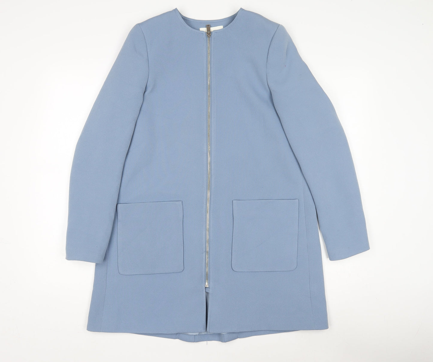 H&M Women's Blue Coat, Size 6, Zipped Closure