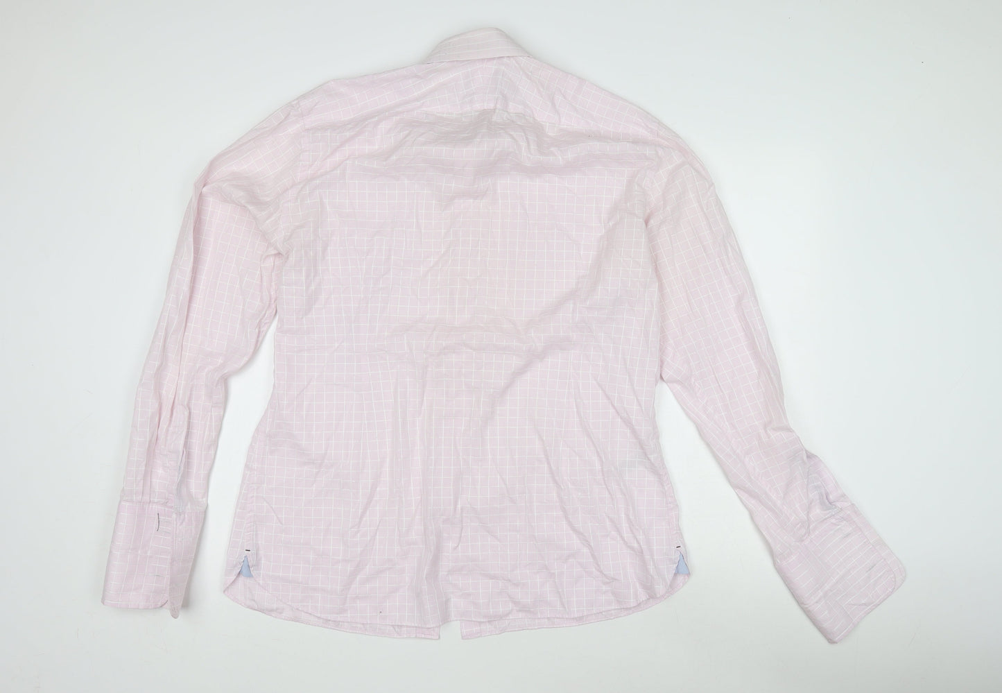 Marks and Spencer Men's Pink Check Dress Shirt 16