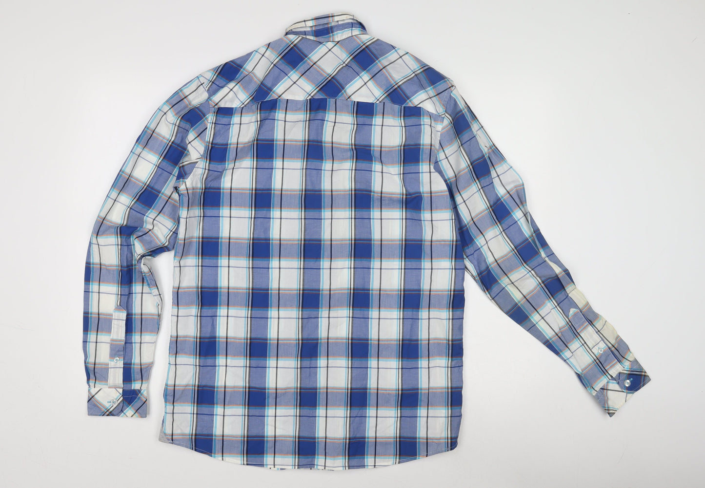 Lacoste Men's Blue Plaid Button-Up Shirt 40