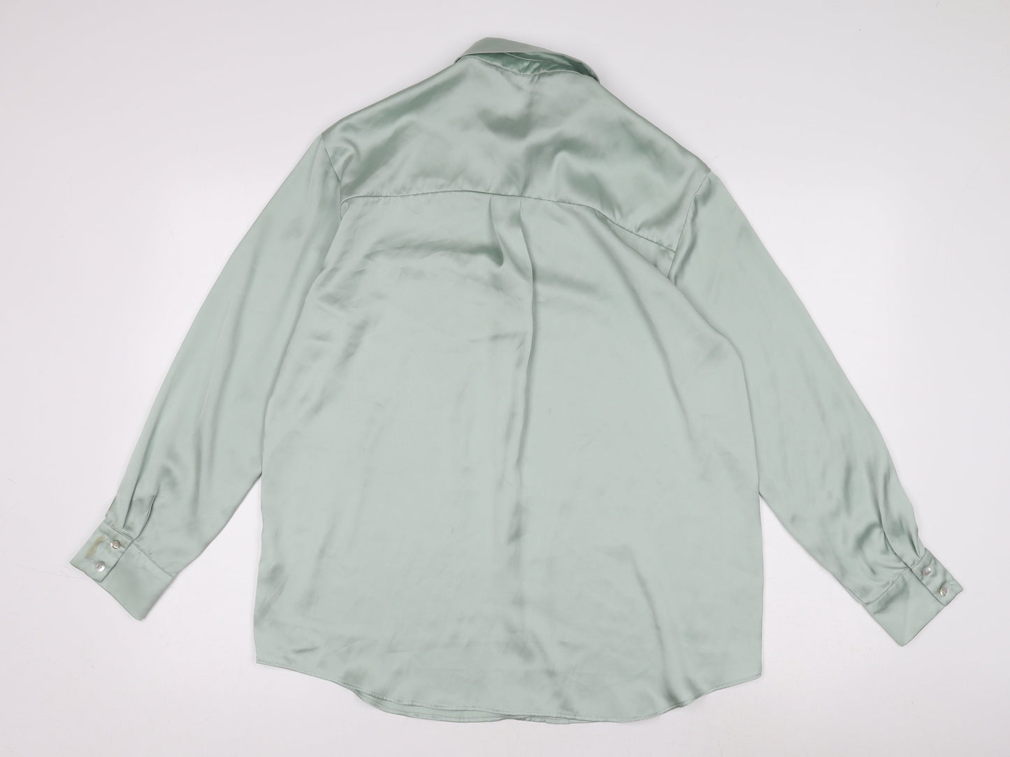 Zara Womens Green Button-Up Shirt Size 8