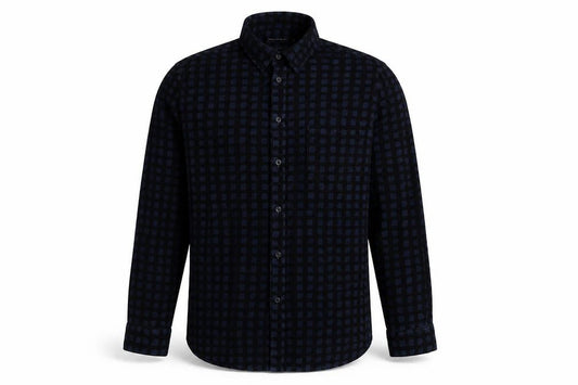 French Connection Men's Blue XL Corduroy Check Shirt