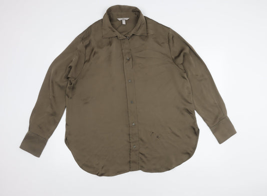 H&M Women’s Brown Button-Up Shirt Size 12