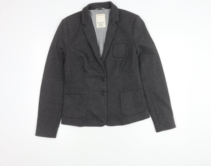 Additional front view of ESPRIT Women's Grey Blazer, size 14, Two-Button