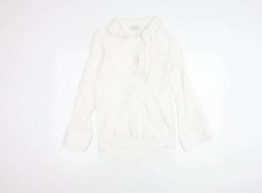 Topshop Women's White Long Sleeve Shirt Size 8