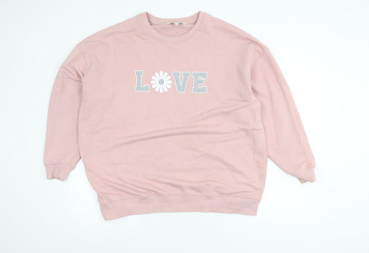 Apricot Pink Pullover Sweatshirt, Women’s L, Graphic Print