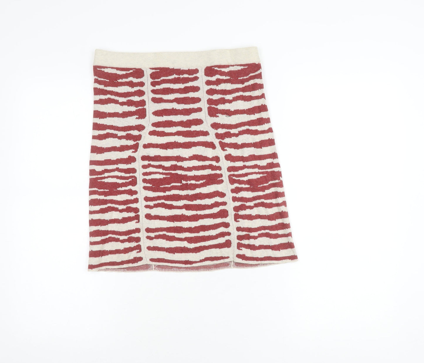 Whistles Women's Red Ivory Cotton Knee Length Skirt 14