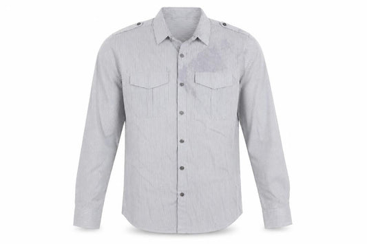 River Island Men's Grey Striped Button-Up Shirt S