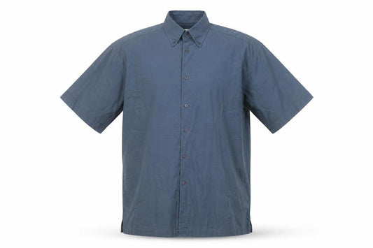 EWM Men's Blue Short Sleeve Button-Up Shirt L