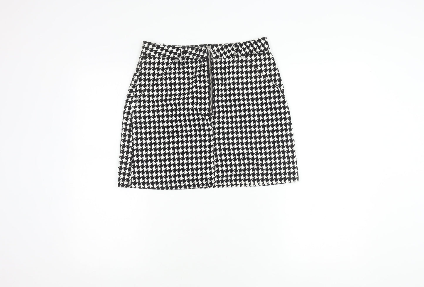 Topshop Women's Black & White Check Mini Skirt