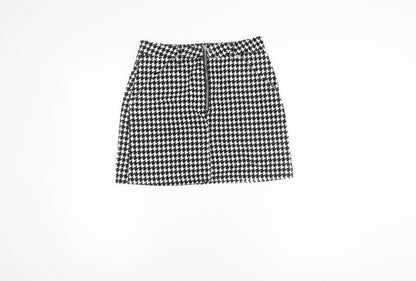 Topshop Women's Black & White Check Mini Skirt