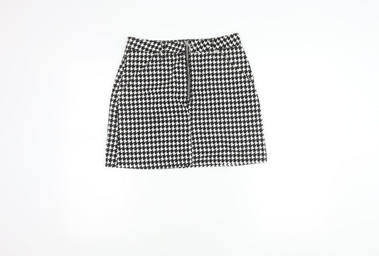 Topshop Women's Black & White Check Mini Skirt