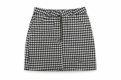 Topshop Women's Black & White Check Mini Skirt