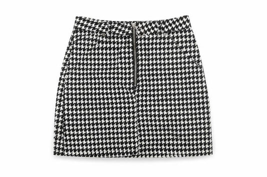 Topshop Women's Black & White Check Mini Skirt